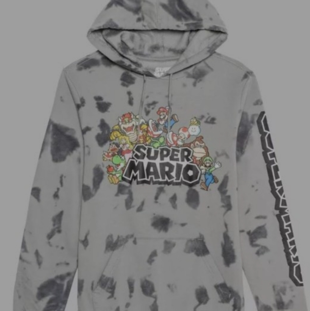 Nintendo super Mario Brothers tie dye space grey hoodie